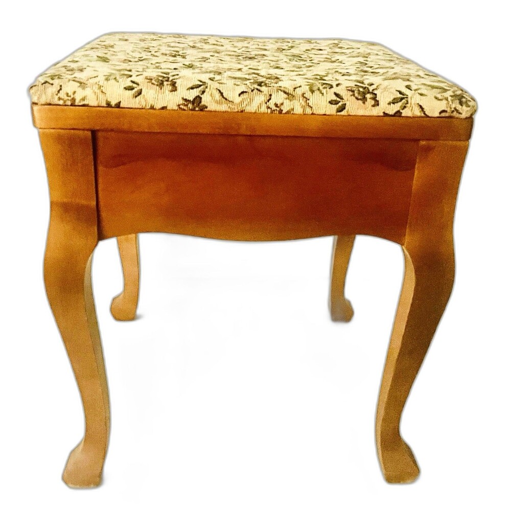 Vintage SINGER Sewing Machine  Storage Stool/ Bench, floral needlepoint seat